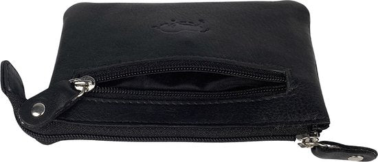 Portemonnee heren zwart soepel leer sleuteletui met rits kleine portemonnee - Arrigo Leather Goods