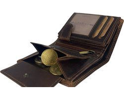 Portemonnee mannen bruin lederen portefeuille heren klein bruine heren portemonnee - Arrigo.nl
