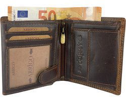 Portemonnee mannen bruin lederen portefeuille heren klein bruine heren portemonnee - Arrigo.nl