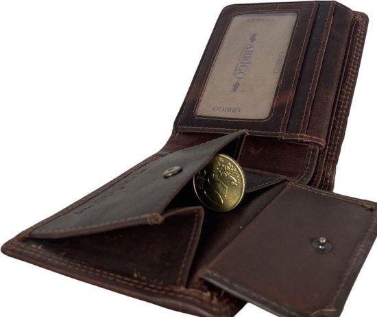 Portemonnee mannen bruin leer bruine heren portemonnee anti skim arrigo - Arrigo Leather Goods