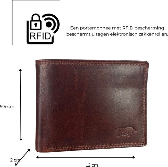 Portemonnee mannen bruin leer bruine heren portemonnee anti skim arrigo - Arrigo Leather Goods
