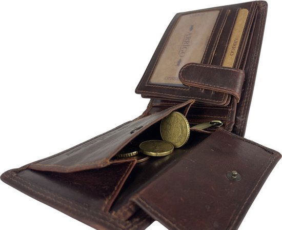 Portemonnee mannen bruin rfid anti skim billfold - Arrigo.nl