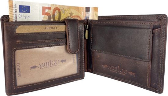 Portemonnee mannen bruin rfid anti skim billfold - Arrigo.nl