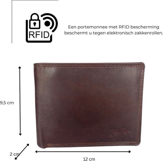 Portemonnee mannen bruin rfid anti skim billfold - Arrigo.nl
