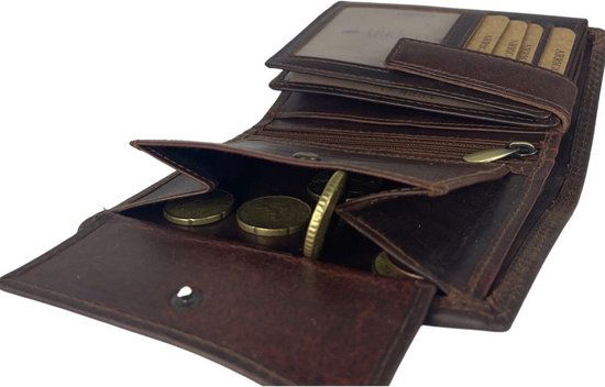 Portemonnee mannen bruin rfid anti skim echt leer - Arrigo Leather Goods