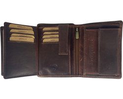 Portemonnee mannen bruin rfid anti skim echt leer - Arrigo Leather Goods