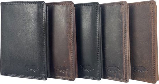 Portemonnee mannen bruin rfid anti skim echt leer - Arrigo Leather Goods