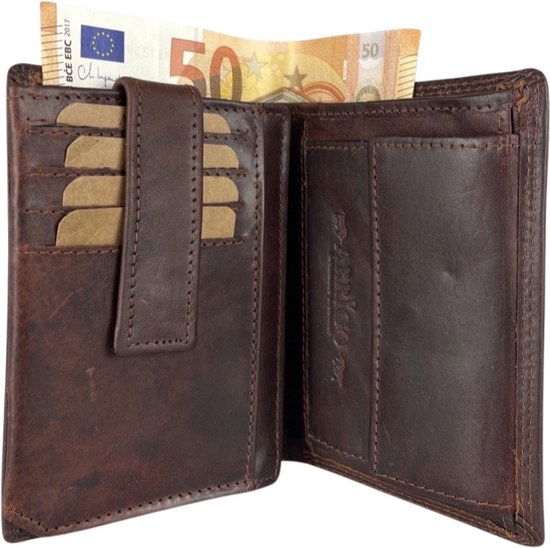Portemonnee mannen bruin rfid anti skim soepele portefeuille - Arrigo Leather Goods