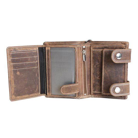 Portemonnee met ketting lichtbruin echt leer - Arrigo.nl