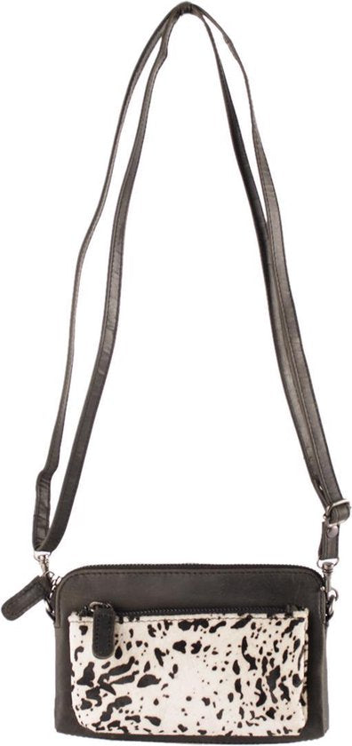 Portemonnee tasje met vacht en zwart leer cody minibag met - Arrigo.nl