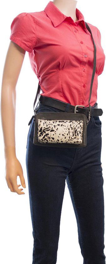 Portemonnee tasje met vacht en zwart leer cody minibag met - Arrigo.nl