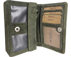 RFID Dames Portemonnee Groen Leer Bloemenprint - Arrigo.nl