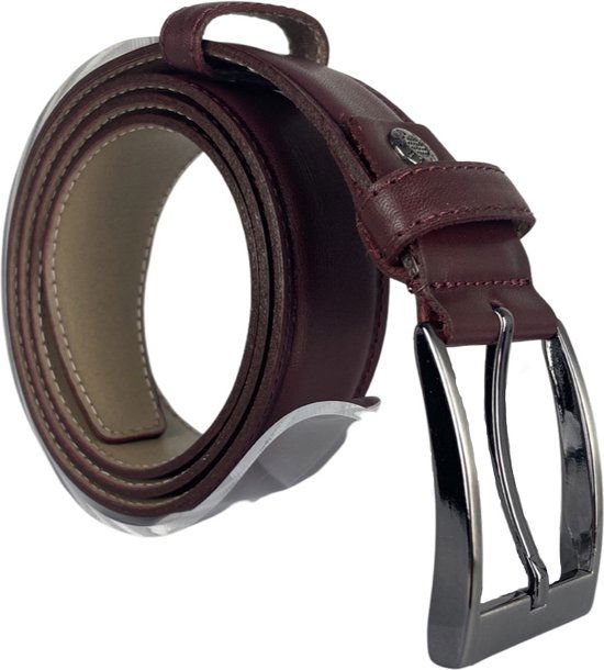 Riem 3 5 cm breed donkerrood taillemaat 115 cm echt - Arrigo Leather Goods