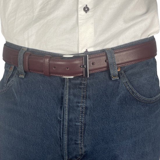 Riem 3 5 cm breed donkerrood taillemaat 115 cm echt - Arrigo Leather Goods