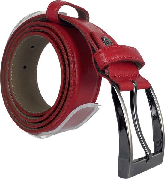 Riem dames rood leer riem heren 3 5 cm breed - Arrigo Leather Goods