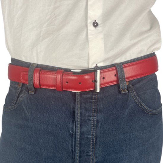 Riem dames rood leer riem heren 3 5 cm breed - Arrigo Leather Goods