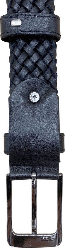 Riem gevlochten leer 3 5 cm donkerblauwe leren riem 110 - Arrigo Leather Goods