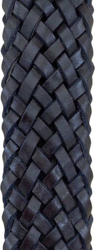 Riem gevlochten leer 3 5 cm donkerblauwe leren riem 110 - Arrigo Leather Goods