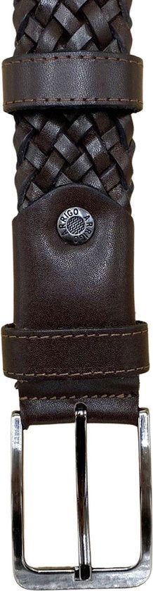 Riem gevlochten leer 3 5 cm donkerbruin leren riem 115 - Arrigo Leather Goods