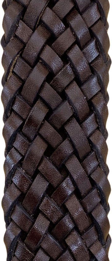 Riem gevlochten leer 3 5 cm donkerbruin leren riem 115 - Arrigo Leather Goods