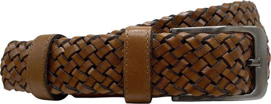 Riem gevlochten leer 3 5 cm lichtbruin leren riem 115 - Arrigo Leather Goods
