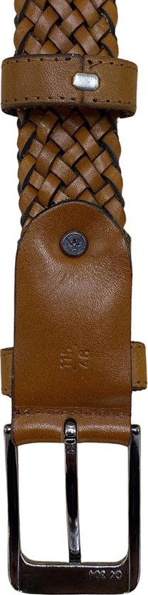 Riem gevlochten leer 3 5 cm lichtbruin leren riem 115 - Arrigo Leather Goods
