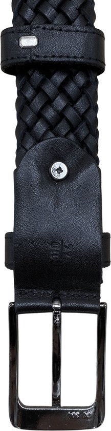 Riem gevlochten leer 3 5 cm zwart leren riem 110 - Arrigo Leather Goods