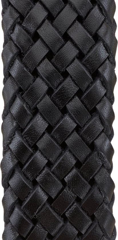 Riem gevlochten leer 3 5 cm zwart leren riem 110 - Arrigo Leather Goods