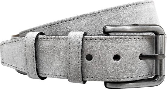 Riem heren grijs suede leer 4 5 cm breed riemen - Arrigo Leather Goods