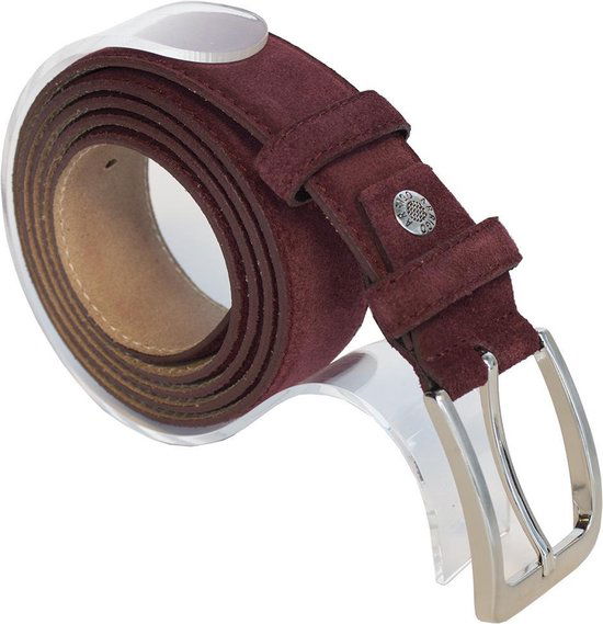 Riem heren riem dames 3 5 cm bordeaux suede totale - Arrigo Leather Goods