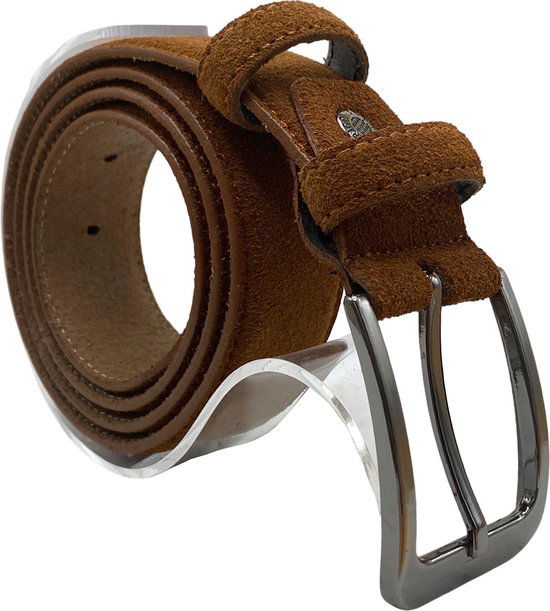 Riem heren riem dames 3 5 cm bruin suede leer - Arrigo Leather Goods