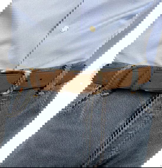 Riem heren riem dames 3 5 cm bruin suede leer - Arrigo Leather Goods