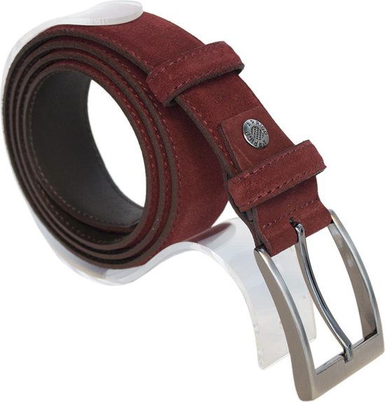 Riem heren riem dames 3 5 cm donkerrood suede totale - Arrigo Leather Goods