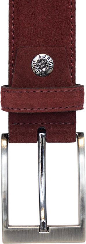 Riem heren riem dames 3 5 cm donkerrood suede totale - Arrigo Leather Goods
