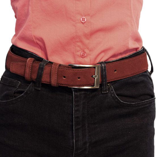 Riem heren riem dames 3 5 cm donkerrood suede totale - Arrigo Leather Goods