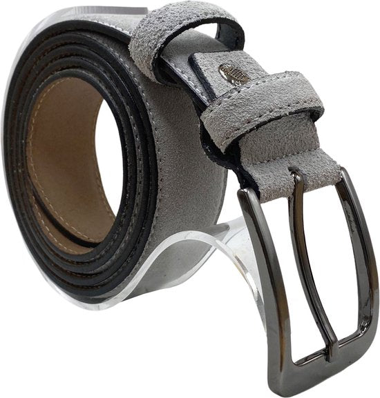 Riem heren riem dames 3 5 cm grijs suede leer - Arrigo Leather Goods