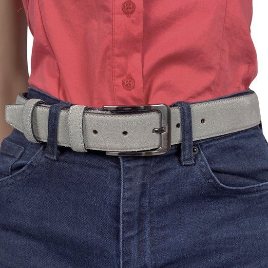 Riem heren riem dames 3 5 cm grijs suede leer - Arrigo Leather Goods