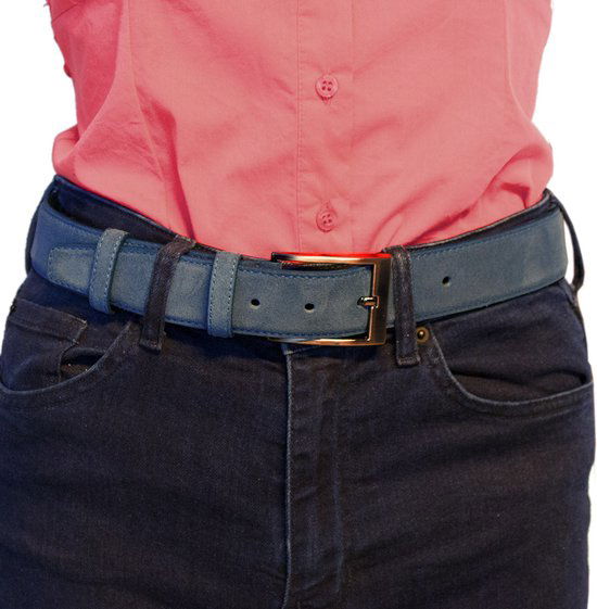 Riem heren riem dames 3 5 cm lichtblauw suede totale - Arrigo Leather Goods