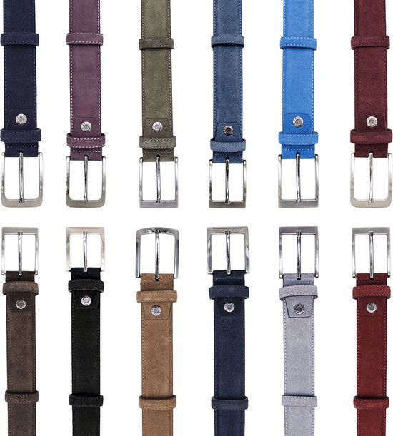 Riem heren riem dames 3 5 cm lichtblauw suede totale - Arrigo Leather Goods