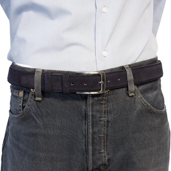 Riem heren riem dames 3 5 cm paarsblauw suede totale - Arrigo Leather Goods