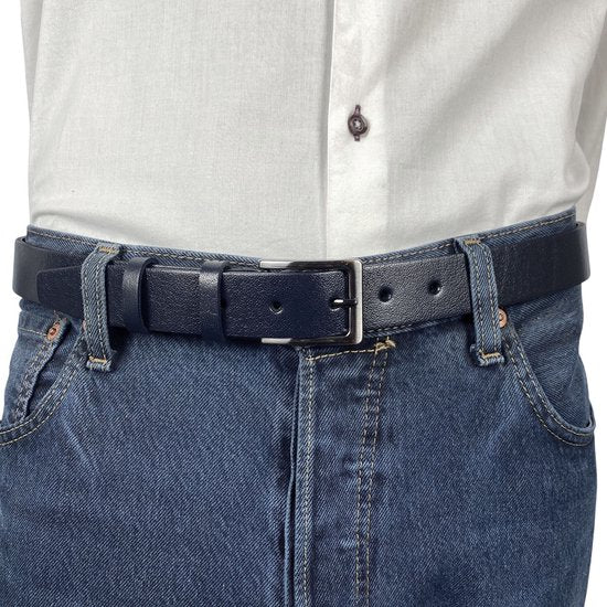 Riem heren riem dames broekriem 3 cm leer donkerblauw totale - Arrigo Leather Goods