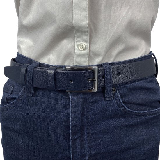 Riem heren riem dames broekriem 3 cm leer donkerblauw totale - Arrigo Leather Goods