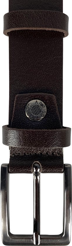 Riem heren riem dames broekriem 3 cm leer donkerbruin totale - Arrigo Leather Goods