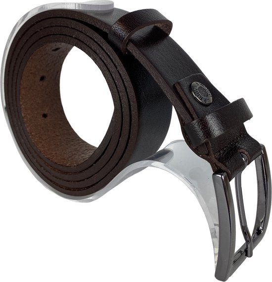 Riem heren riem dames broekriem 3 cm leer donkerbruin totale - Arrigo Leather Goods