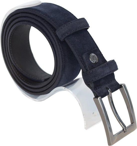 Riem heren riem dames donkerblauw suede 3 5 cm totale - Arrigo Leather Goods