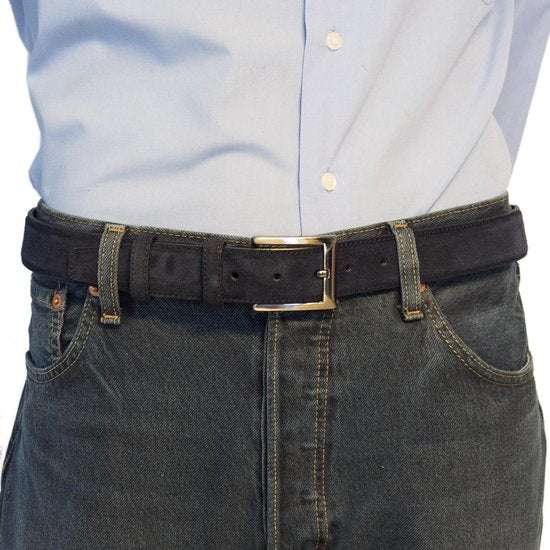 Riem heren riem dames donkerblauw suede 3 5 cm totale - Arrigo Leather Goods