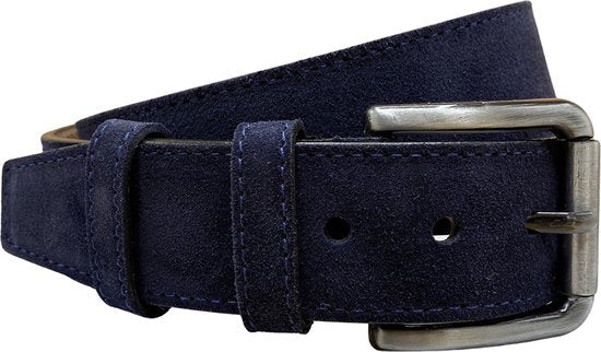 Riem heren riem dames donkerblauw suede leer 4 5 cm - Arrigo Leather Goods
