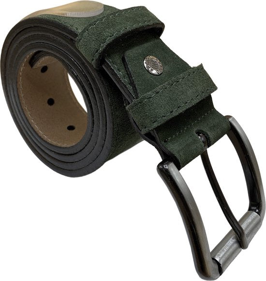 Riem heren riem dames groen suede leer 4 5 cm - Arrigo Leather Goods