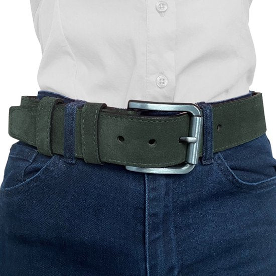 Riem heren riem dames groen suede leer 4 5 cm - Arrigo Leather Goods