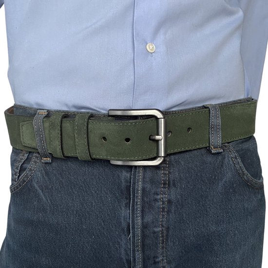 Riem heren riem dames groen suede leer 4 5 cm - Arrigo Leather Goods
